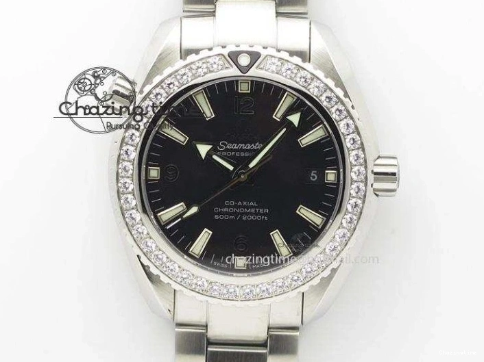 0217 Planet Ocean 39.5mm Black Ceramic Bezel SS VSF 1:1 Best Edition Black Dial on SS Bracelet A Stretchable 7890